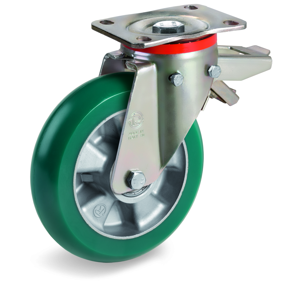 Roulette LOURDE ALUMINIUM POLYURÉTHANE Souple Bombé -3
